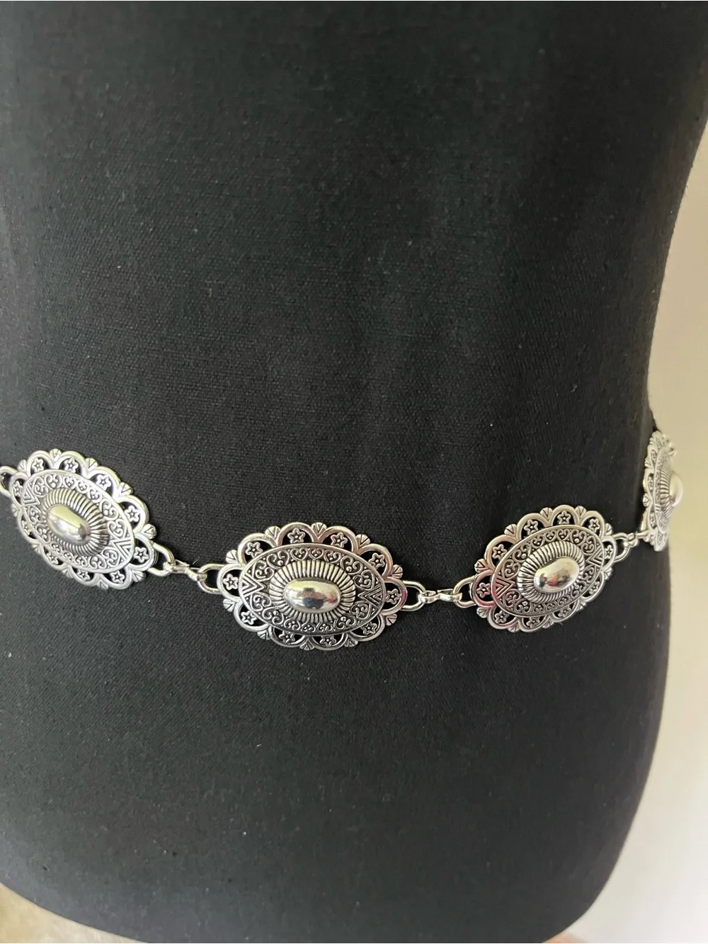 Silver Floral Concho Waist Belt